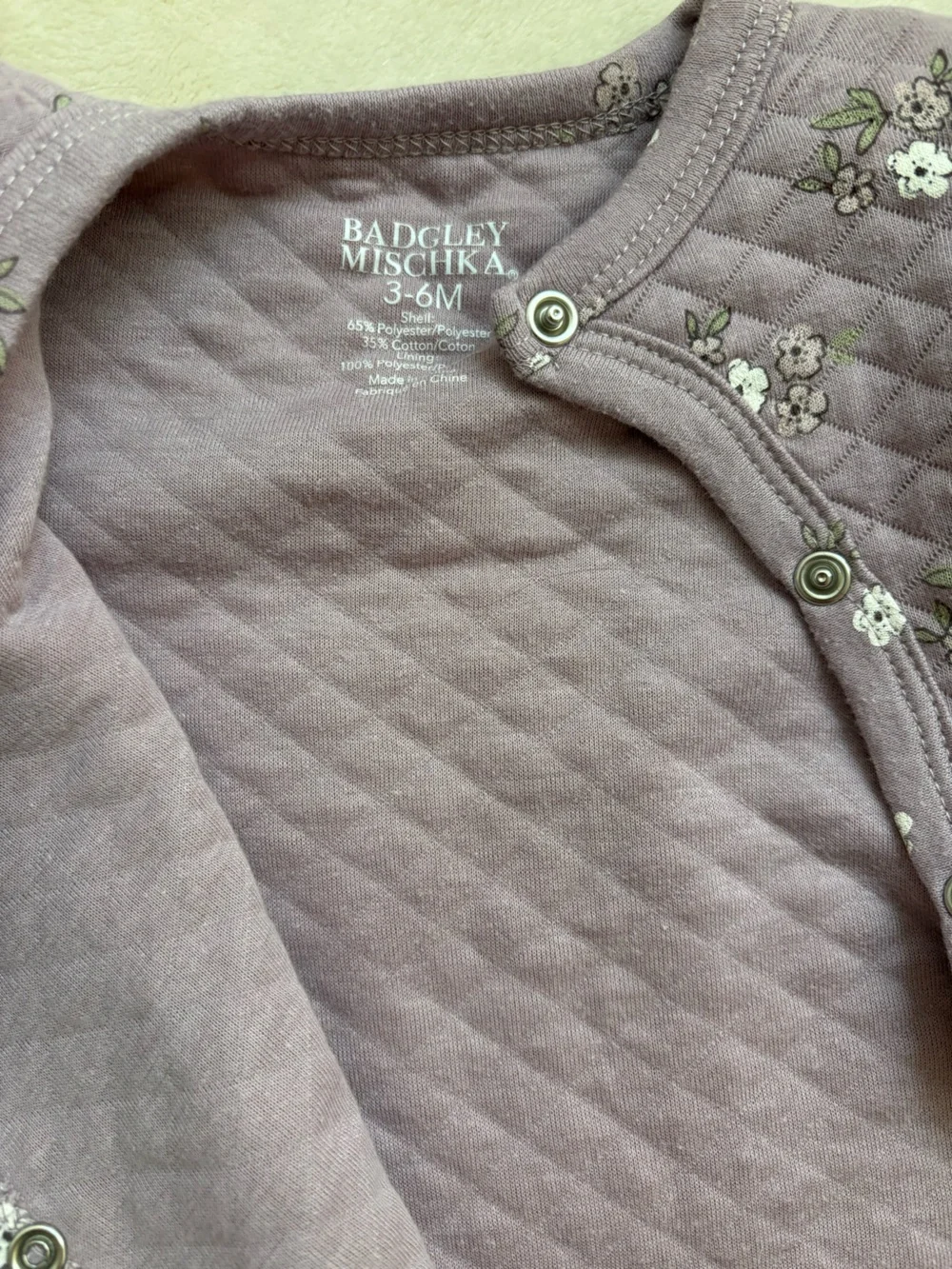 Badgley Mischka 3-6m baby set Seersucker Ruffle Dress Bloomers Quilted Sleeper